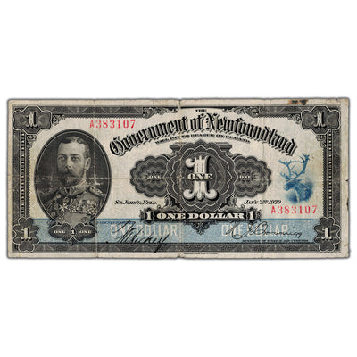 $1 1920 Government of Newfoundland Note NF-12b - Net Fine