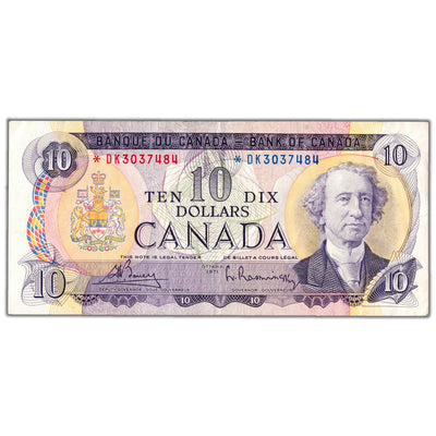 SOLD $10 1971 Bank of Canada Note *DK Replacement Prefix BC-49bA - VF