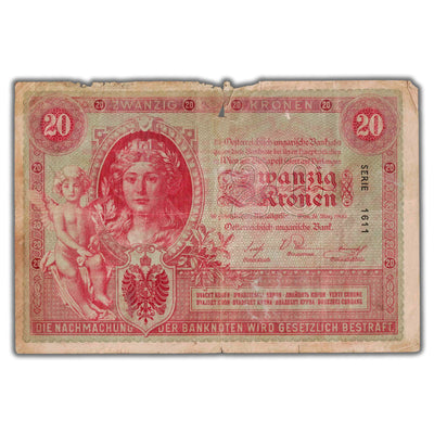 SOLD Austria 1900 20 Kronen Note P #5 - Tear