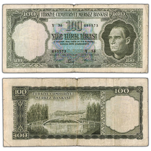 SOLD Turkey ND (1951-65) 100 Lirasi Note P #177 - Circulated
