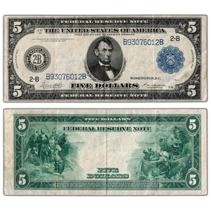 United States 1914 $5 New York Federal Reserve Note - VF/EF