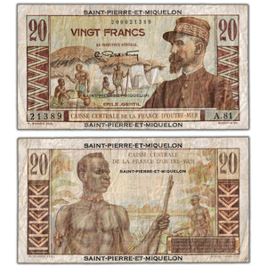 Saint Pierre & Miquelon ND (1950-60) 20 Twenty Francs Note P #24 - Circulated