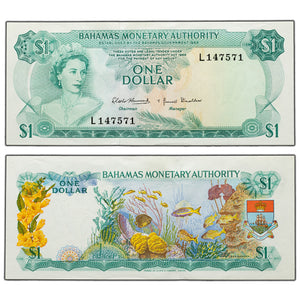 SOLD Bahamas 1968 $1 One Dollar Note P #27a - AU
