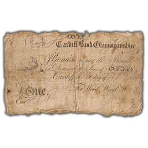 SOLD Great Britain Provincial Cardiff Bank Glamorganshire 1810 1 One Pound Note Outing #418