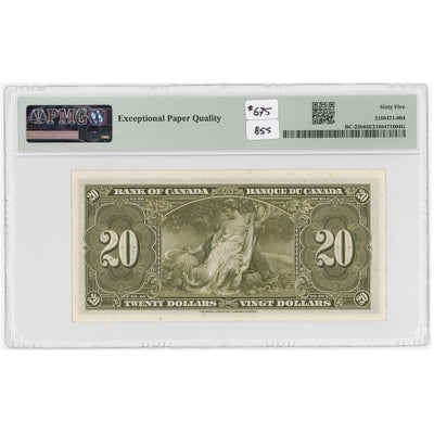 SOLD $20 1937 Bank of Canada Note Gordon-Towers E/E Prefix BC-25b - PMG UNC-65 EPQ