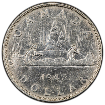 SOLD Canada 1947 Blunt 7 $1 Silver Dollar Coin - Heavily Cleaned