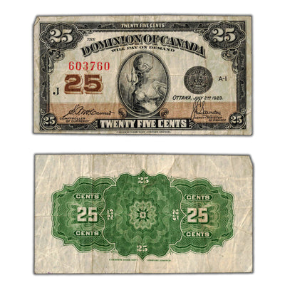 25 Cents 1923 Dominion of Canada Shinplaster Note DC-24c - Fine