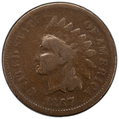 United States 1867 1 Cent Indian Head Penny Coin - Better Date