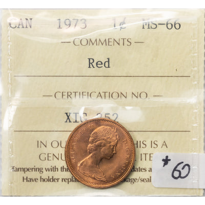 SOLD Canada 1973 1 Small Cent Coin - ICCS MS-66 Red