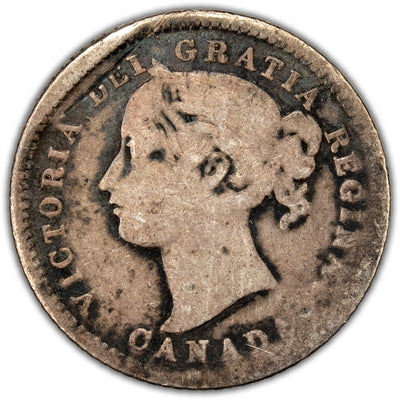 SOLD Canada 1875-H 10 Cents Dime Silver Coin Key Date! - Damaged