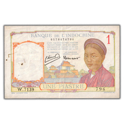 SOLD French Indochina ND (1946) 1 One Piastre Note P #54c