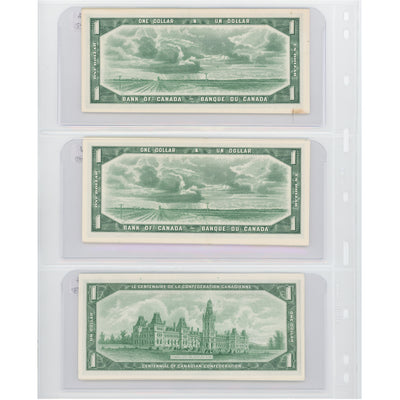 SOLD $1 1954-67 Bank of Canada Notes - Lot of 3 Sets of Consecutive Runs - Retail $580