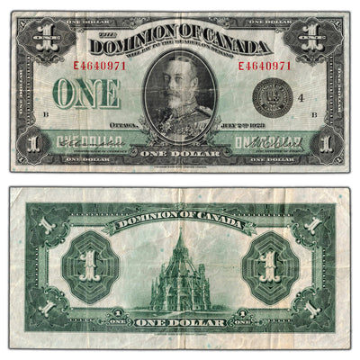 $1 1923 Dominion of Canada Note Black Seal Series E DC-25o - VF