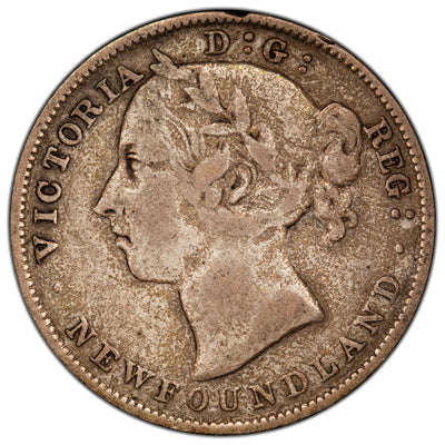 Newfoundland 1894 Obverse 2 20 Cents Silver Coin - Fine