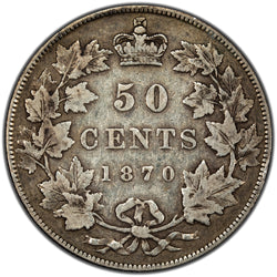 Canada 1870 L.C.W 50 Cents Half Dollar SIlver Coin - Fine