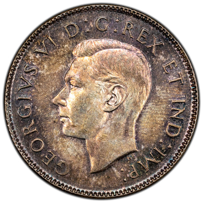 Canada 1945 25 Cents Quarter Silver Coin - MS-60