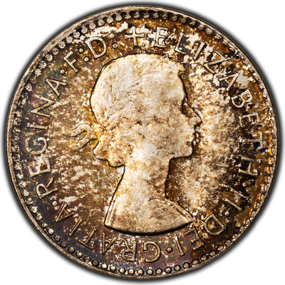 Australia 1963 3 Three Pence Silver Coin - BU Toned