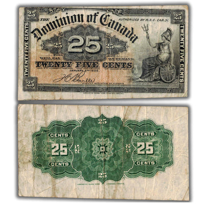 25 Cents 1900 Dominion of Canada Shinplaster Note DC-15b - Minor Offcut