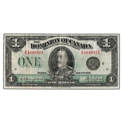 $1 1923 Dominion of Canada Note Black Seal Series E DC-25o - VF