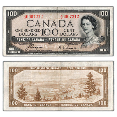 SOLD $100 1954 Bank of Canada Note Devil Face Coyne-Towers BC-35a - VF