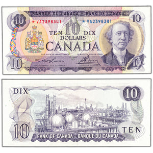 SOLD $10 1971 Bank of Canada Note *VA Replacement Prefix BC-49cA - EF/AU