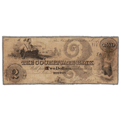 United States 1800's $2 The Cochituate Bank Note - Circulated