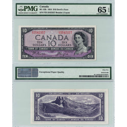 SOLD $10 1954 Bank of Canada Note Devil Face F/D Prefix BC-32b - PMG Gem UNC-65 EPQ