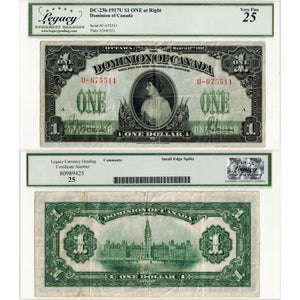 $1 1917 Dominion of Canada Note Saunders ONE at Right Series U DC-23b - Legacy VF-25