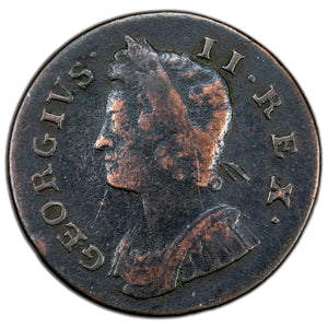 SOLD Great Britain 1739 1/2 Half Penny Coin KM #566 - George II - Cleaned