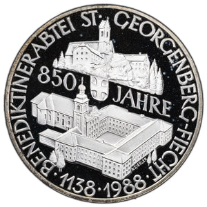SOLD Austria 1988 500 Schilling Silver Coin St. Georgenberg-Fiecht - Proof