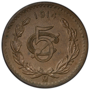 SOLD Mexico 1914 5 Centavos Coin KM #422