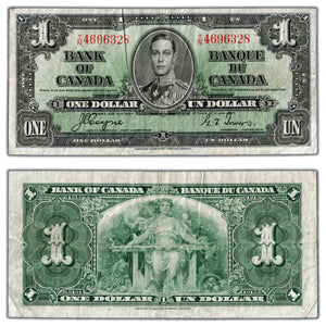 SOLD $1 1937 Bank of Canada Note Coyne-Towers T/N Prefix BC-21d - F/VF