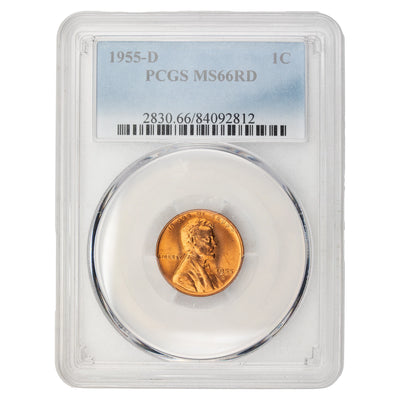 United States 1955-D Lincoln Wheat Cent Coin - PCGS MS-66 Red