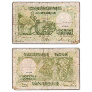 SOLD Belgium 1944 50 Francs / 10 Belgas Note P #106 (4)