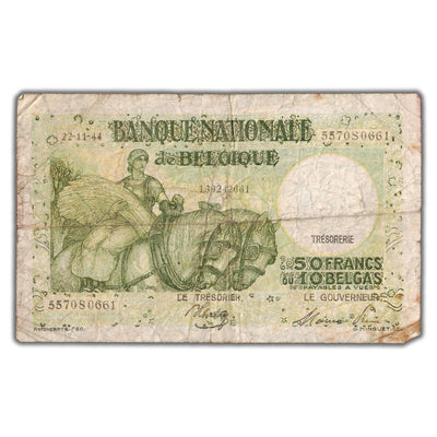 SOLD Belgium 1944 50 Francs / 10 Belgas Note P #106 (4)