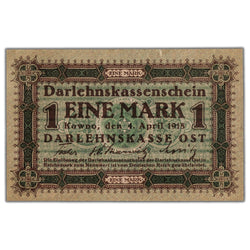 Germany Kowno 1918 1 One Mark Note P #R128 - UNC (tear)