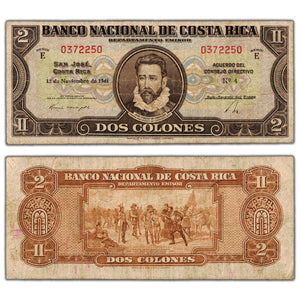 SOLD Costa Rica 1941 2 Two Colones Note P #201a - Circulated