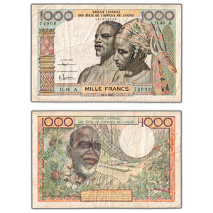 SOLD Ivory Coast 1961 1000 Francs Note P #103Ac