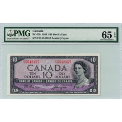 SOLD $10 1954 Bank of Canada Note Devil Face F/D Prefix BC-32b - PMG Gem UNC-65 EPQ