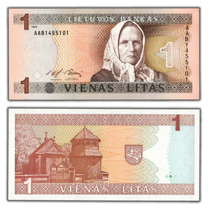 SOLD Lithuania 1994 1 One Litas Note P #53a - Uncirculated
