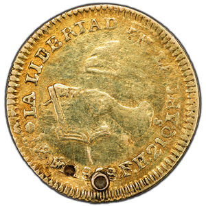 SOLD Mexico 1858 Mo FH One Escudo Gold Coin - Holed