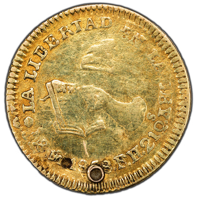 SOLD Mexico 1858 Mo FH One Escudo Gold Coin - Holed