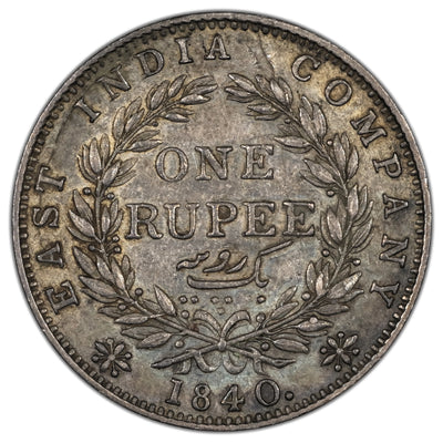 SOLD India 1840 19 Berries Reverse Rupee Silver Coin