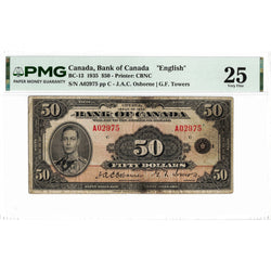 $50 1935 Bank of Canada Note English Text BC-13 - PMG VF-25
