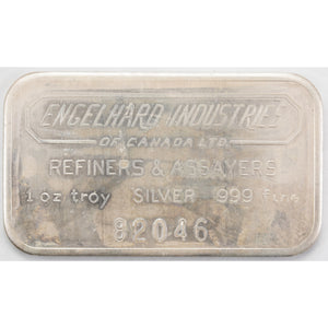 SOLD Engelhard Industries 1oz .999 Fine Silver Bar - 5 Digit Larger Font
