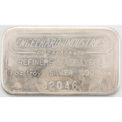 SOLD Engelhard Industries 1oz .999 Fine Silver Bar - 5 Digit Larger Font