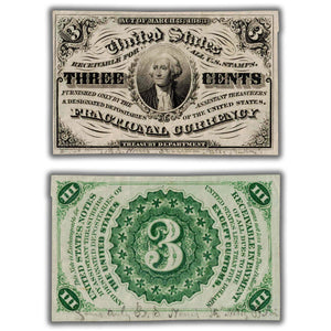 SOLD United States 1863 3rd Series 3 Cents Fractional Currency Note Fr #1226 - Writing