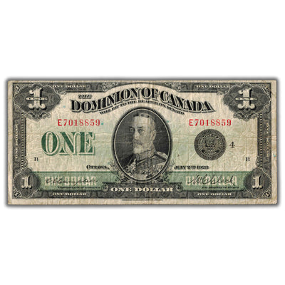 $1 1923 Dominion of Canada Note Campbell-Clark Black Seal Series E DC-25o - Fine+