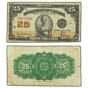 SOLD 25 Cents 1923 Dominion of Canada Shinplaster Note DC-24b - VG+