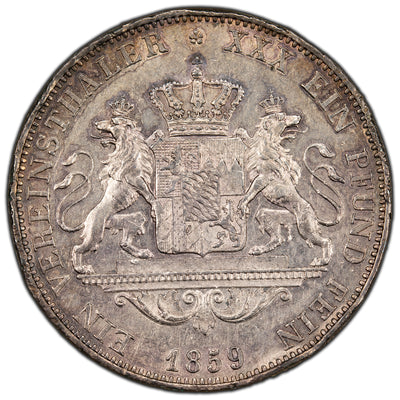 SOLD Germany Bavaria 1859 Thaler Silver Coin - Rim Damage
